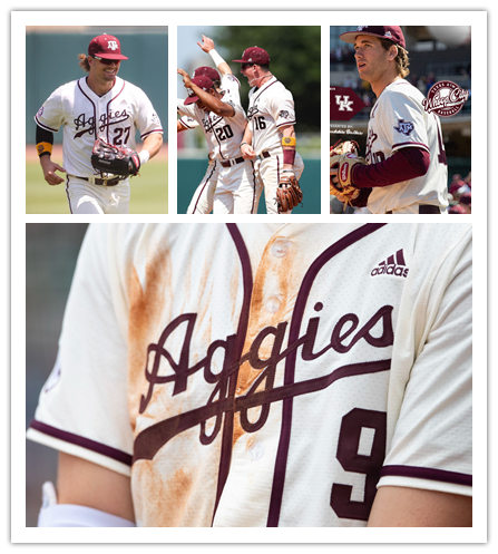  Mens Youth Texas A&M Aggies Custom Adidas 2022 Cream Button With Strip College Baseball Game Jersey 
