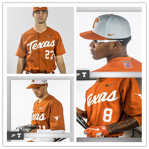  Mens Youth Texas Longhorns Custom Diamonds Nike 2019 Orange College Baseball Jersey 