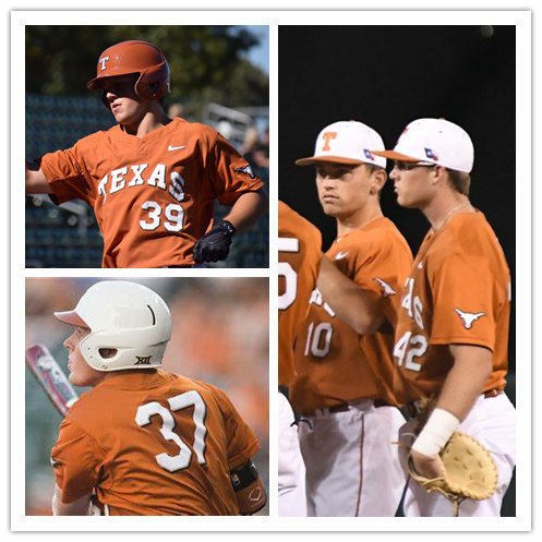  Mens Youth Texas Longhorns Custom Nike Orange two-Button Pullover College Baseball Jersey 