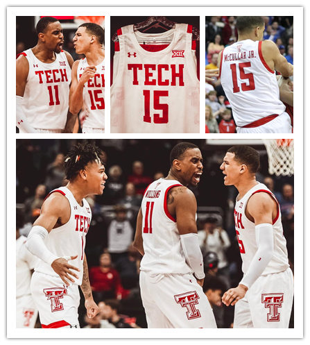  Mens Youth Texas Tech Red Raiders Custom 2020-21 White TECH Basketball Game Jersey 