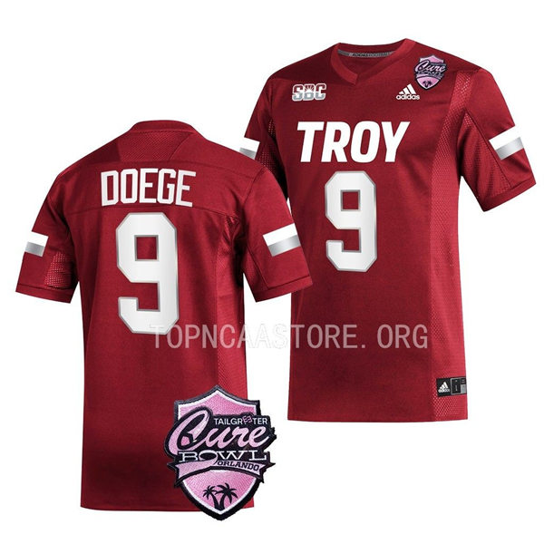  Mens Youth Troy Trojans #9 Jarret Doege Adidas Cardinal College Football Game Jersey
