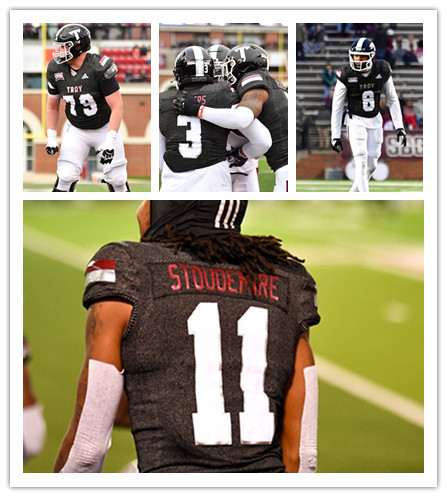  Mens Youth Troy Trojans Custom Adidas Black College Football Game Jersey 