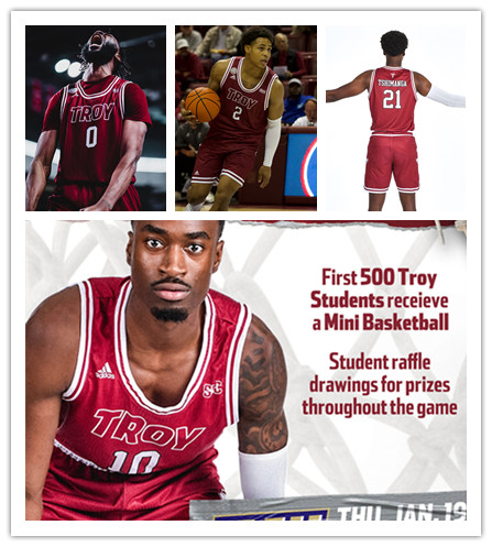  Mens Youth Troy Trojans Custom Adidas Cardinal College Basketball Game Jersey 