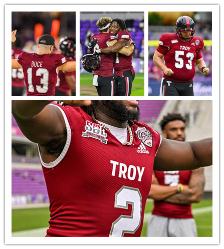  Mens Youth Troy Trojans Custom Adidas Cardinal College Football Game Jersey 