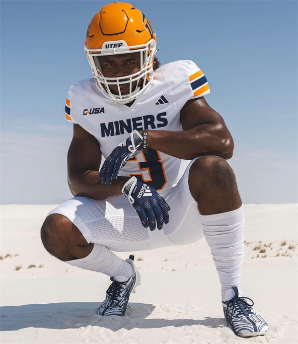  Mens Youth UTEP Miners Custom Adidas 2023 White Football Game Jersey 