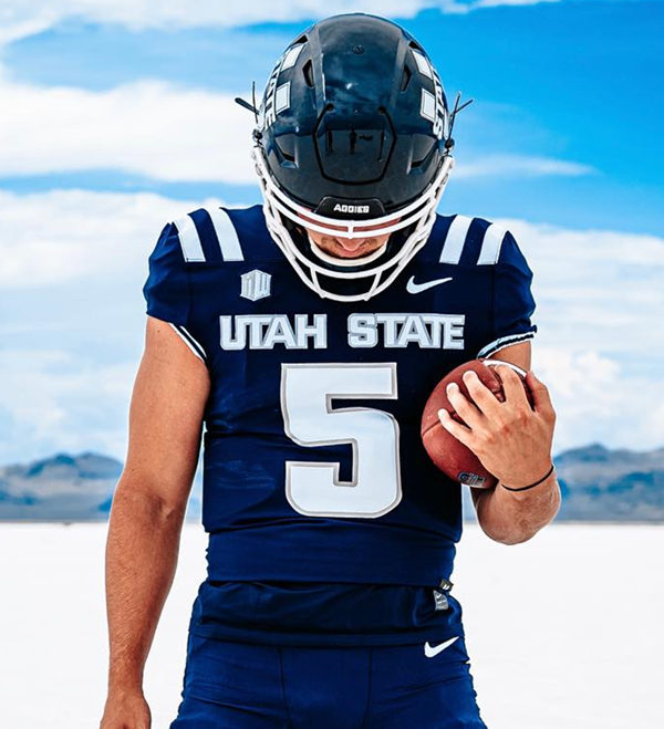  Mens Youth Utah State Aggies Custom 2024 Navy Football Game Jersey 