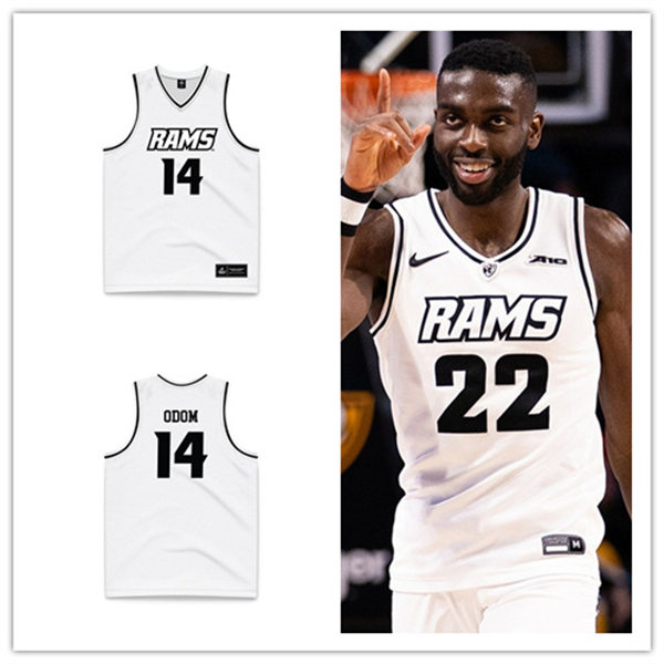  Mens Youth VCU Rams Custom White Rams College Basketball Game Jersey  