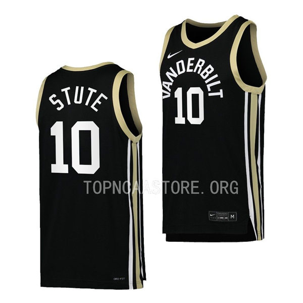  Mens Youth Vanderbilt Commodores #10 Myles Stute Nike 2023 Black College Basketball Retro Jersey 