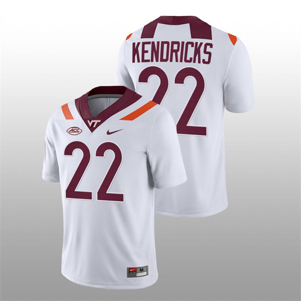  Mens Youth Virginia Tech Hokies #22 Mario Kendricks Nike White College Game Football Jersey