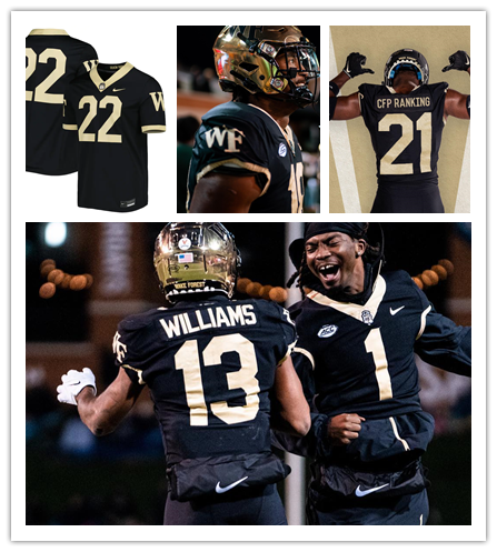  Mens Youth Wake Forest Demon Deacons Custom Nike Black College Football Game Jersey 
