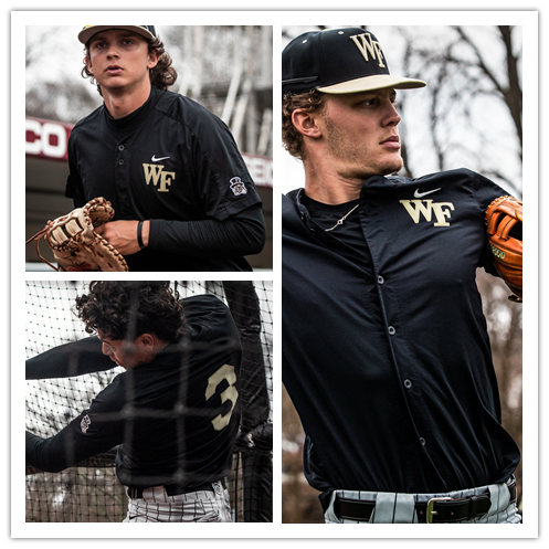  Mens Youth Wake Forest Demon Deacons Custom Nike Black WF 2023 College Baseball Game Jersey 
