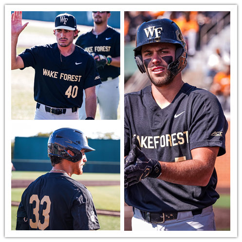  Mens Youth Wake Forest Demon Deacons Custom Nike Black two-Button Pullover College Baseball Game Jersey 