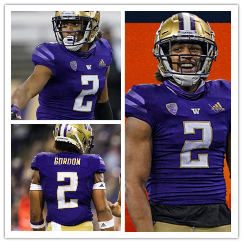  Mens Youth Washington Huskies #2 Kyler Gordon Adidas Purple College Football Game Jersey