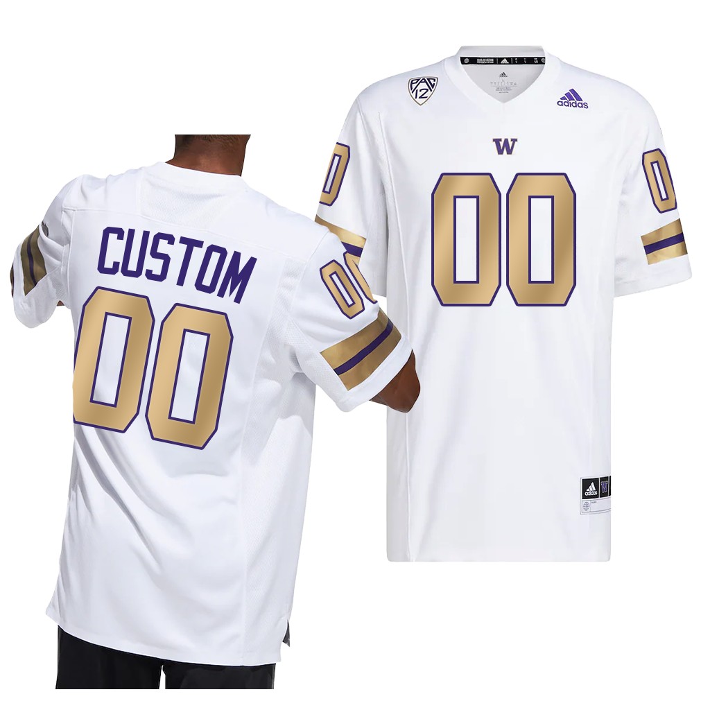  Mens Youth Washington Huskies Custom Adidas White Unveil Husky Royalty Alternate Uniforms Football Jersey 