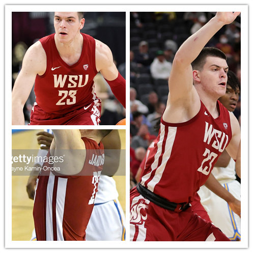  Mens Youth Washington State Cougars #23 Andrej Jakimovski Nike 2022 Crimson College Basketball Game Jersey 