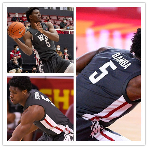  Mens Youth Washington State Cougars #5 TJ Bamba Nike 2022 Grey College Basketball Game Jersey