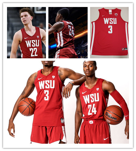  Mens Youth Washington State Cougars Custom Nike 2022 Crimson College Basketball Game Jersey 