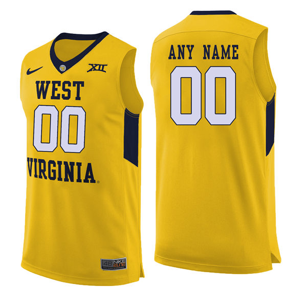  Mens Youth West Virginia Mountaineers Custom Nike 2018 Gold College Basketball Jersey 