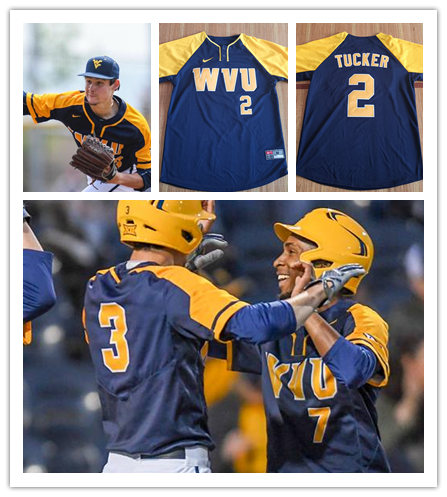  Mens Youth West Virginia Mountaineers Custom Nike 2022 Navy Two-Button Pullover College Basetball Game Jersey 