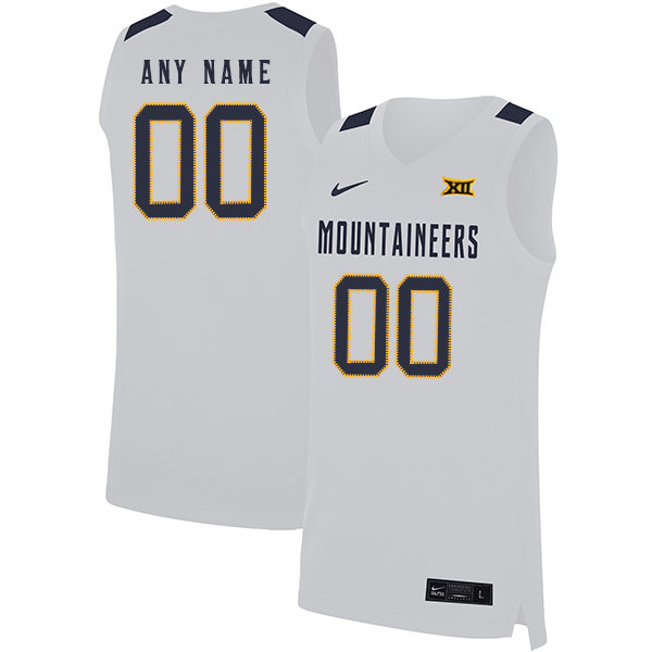  Mens Youth West Virginia Mountaineers Custom Nike 2022 White College Basketball Game Jersey 
