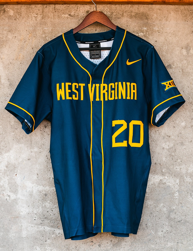  Mens Youth West Virginia Mountaineers Custom Nike 2023 Navy Baseball Game Jersey 
