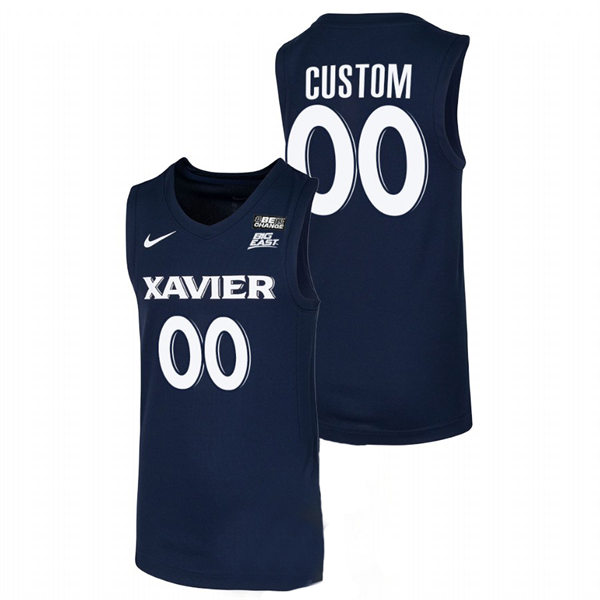  Mens Youth Xavier Musketeers Custom Nike Navy College Basketball Game Jersey 