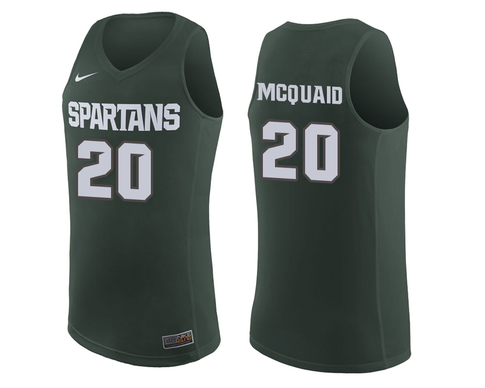  Michigan State Spartans Green Matt McQuaid College Basketball Jersey