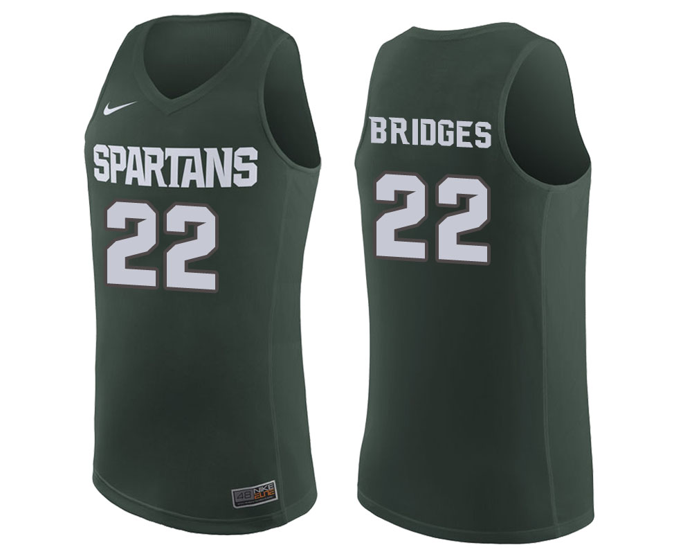  Michigan State Spartans Green Miles Bridges College Basketball Jersey