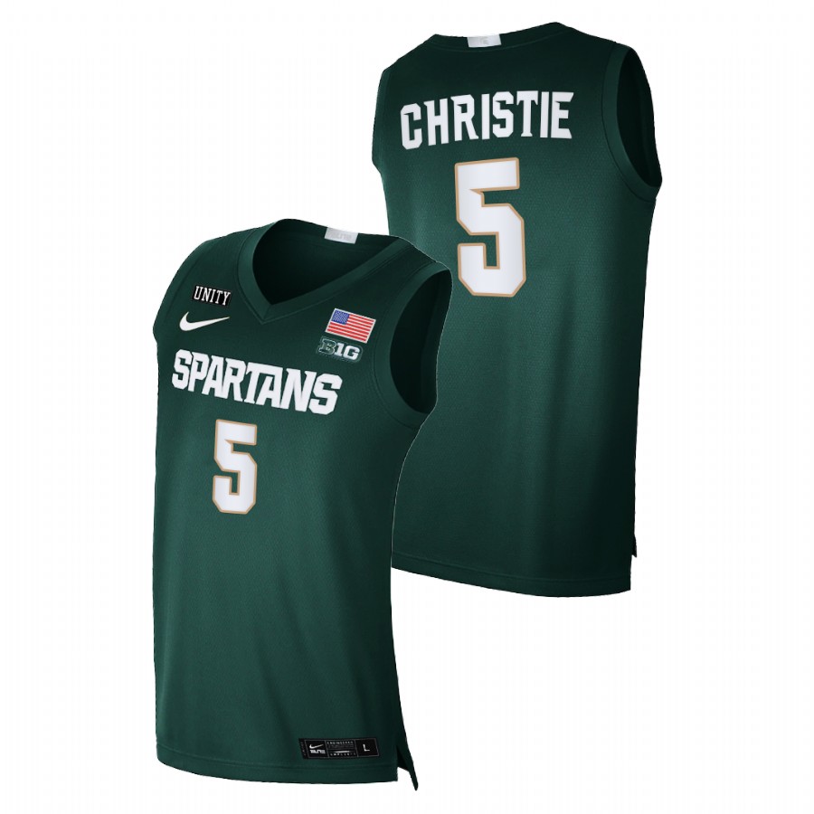  Michigan State Spartans Max Christie College Basketball Green Limited Jersey