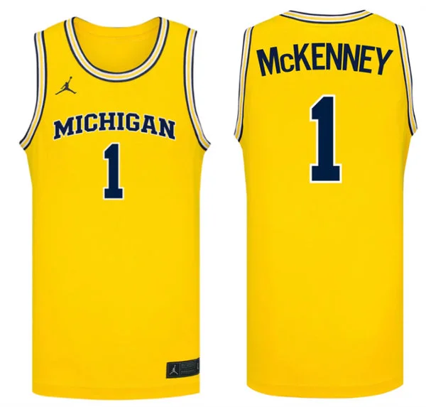  Michigan Wolverines #1 Trey McKenney Maize College Basketball Game Jersey 