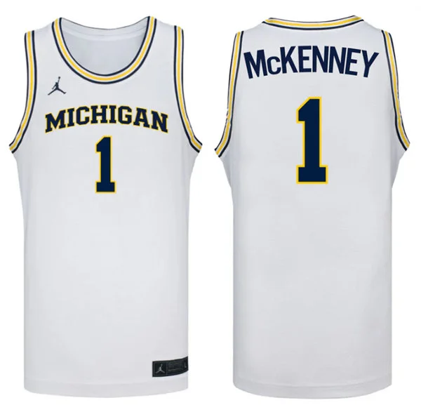  Michigan Wolverines #1 Trey McKenney White College Basketball Game Jersey 