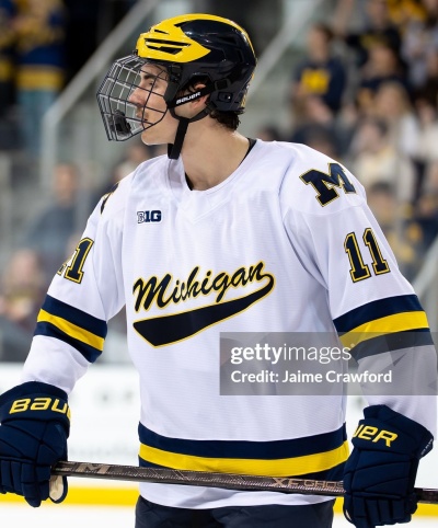  Michigan Wolverines #11 Cole McKinney 2025-26 White Hockey Game Jersey 