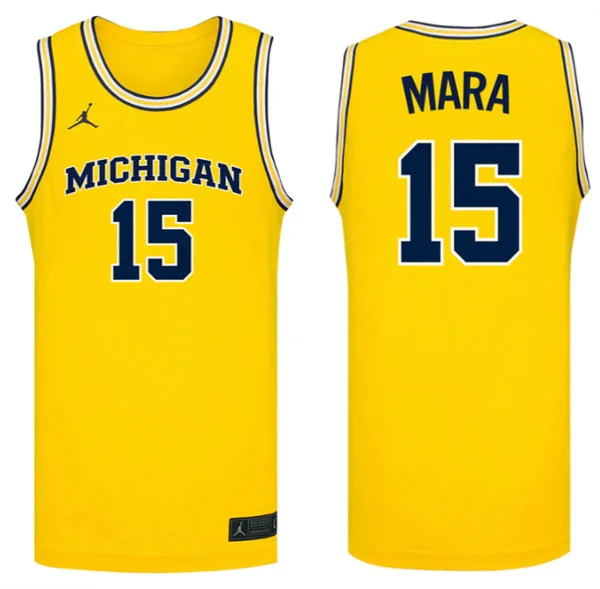  Michigan Wolverines #15 Aday Mara Maize College Basketball Game Jersey 