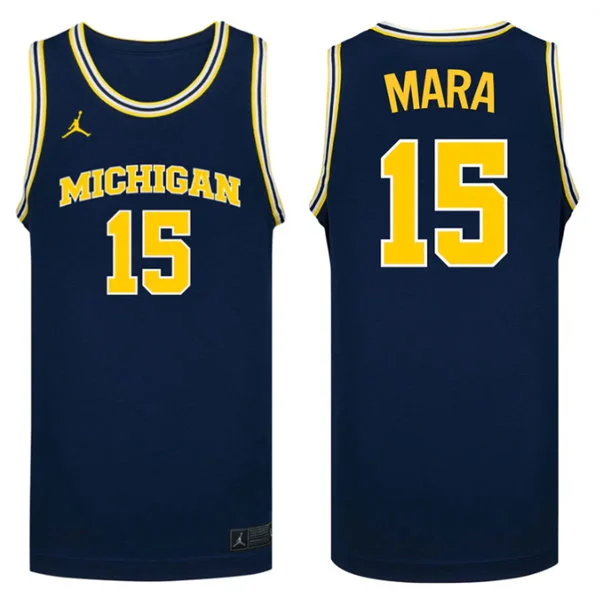  Michigan Wolverines #15 Aday Mara Navy College Basketball Game Jersey 