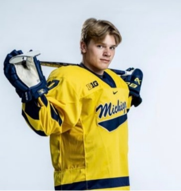  Michigan Wolverines #17 Garrett Schifsky 2023-24 Maize Hockey Game Jersey 