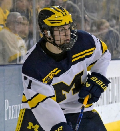  Michigan Wolverines #17 Garrett Schifsky 2023-24 White Hockey Game Jersey 