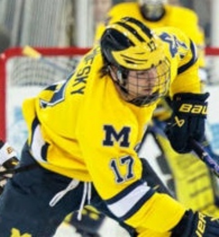  Michigan Wolverines #17 Garrett Schifsky 2025-26 Maize Hockey Game Jersey 