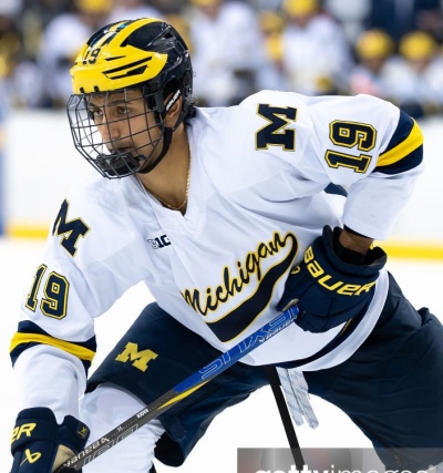  Michigan Wolverines #19 Michael Hage 2025-26 White Hockey Game Jersey 