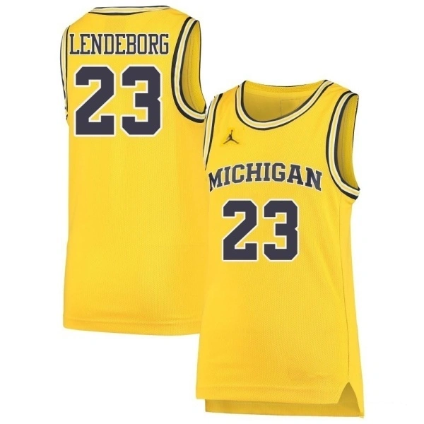  Michigan Wolverines #23 Yaxel Lendeborg Maize College Basketball Game Jersey 