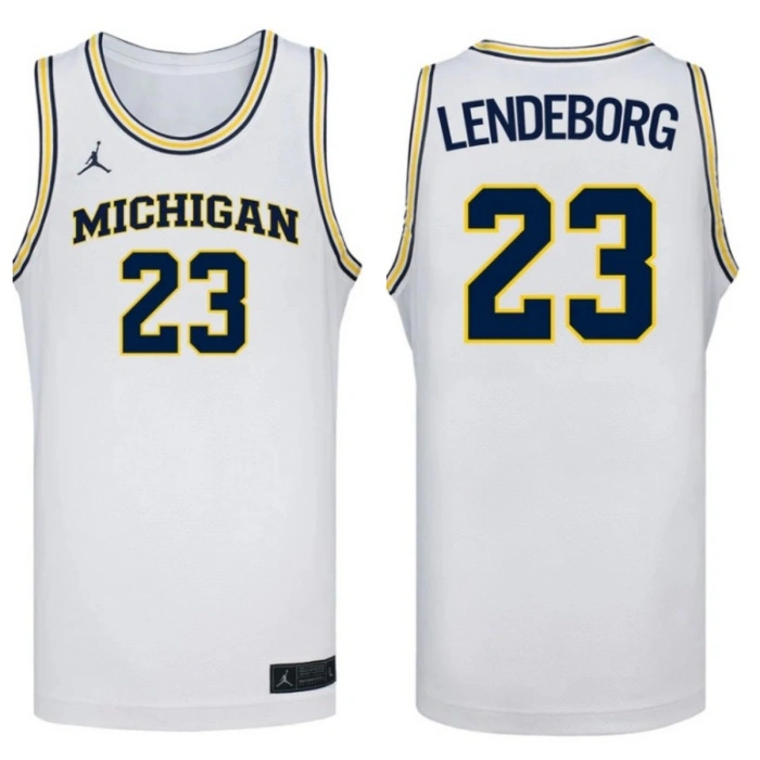  Michigan Wolverines #23 Yaxel Lendeborg White College Basketball Game Jersey 