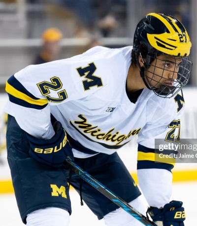  Michigan Wolverines #27 Malcolm Spence 2025-26 White Hockey Game Jersey 