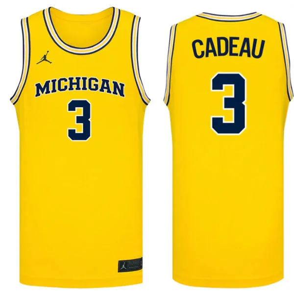  Michigan Wolverines #3 Elliot Cadeau Maize College Basketball Game Jersey 