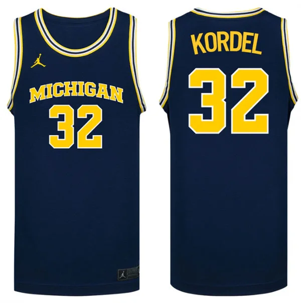  Michigan Wolverines #32 Malick Kordel Navy College Basketball Game Jersey 