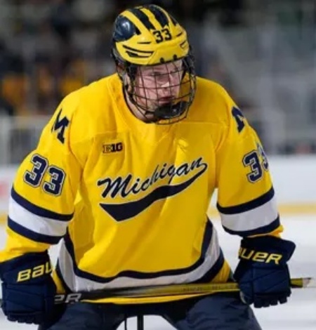  Michigan Wolverines #33 Kienan Draper 2025-26 Maize Hockey Game Jersey 