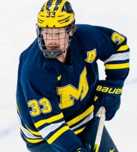  Michigan Wolverines #33 Kienan Draper 2025-26 Navy Hockey Game Jersey 