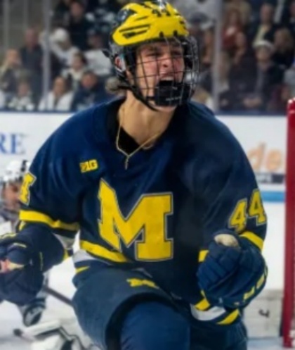  Michigan Wolverines #44 Will Horcoff 2025-26 Navy Hockey Game Jersey 