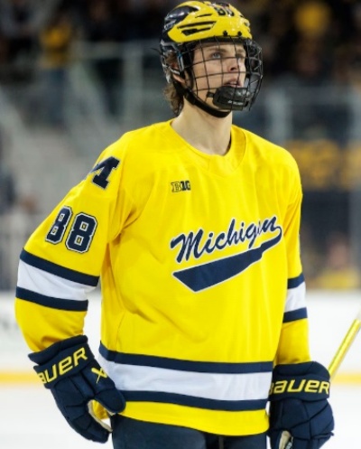  Michigan Wolverines #88 Henry Mews 2025-26 Maize Hockey Game Jersey 