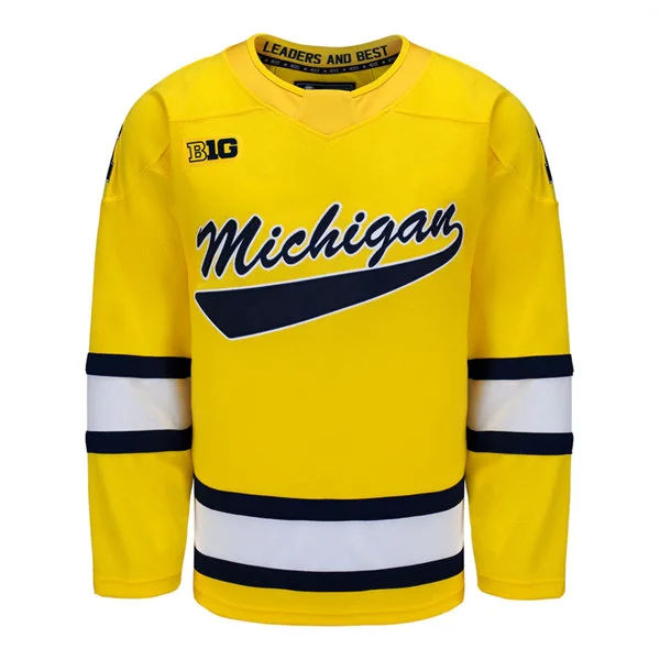  Michigan Wolverines Blank Hockey 2025-26 Maize Team Jersey 