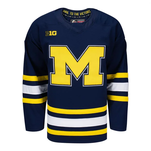  Michigan Wolverines Blank Hockey 2025-26 Navy Team Jersey 