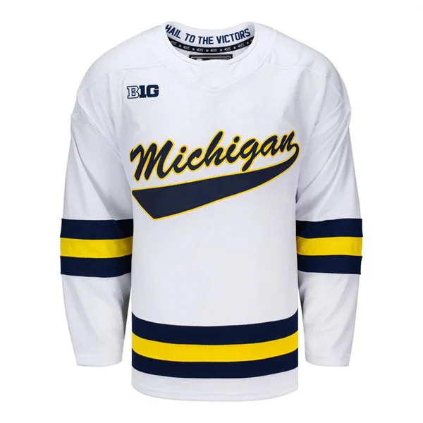  Michigan Wolverines Blank Hockey 2025-26 White Team Jersey 